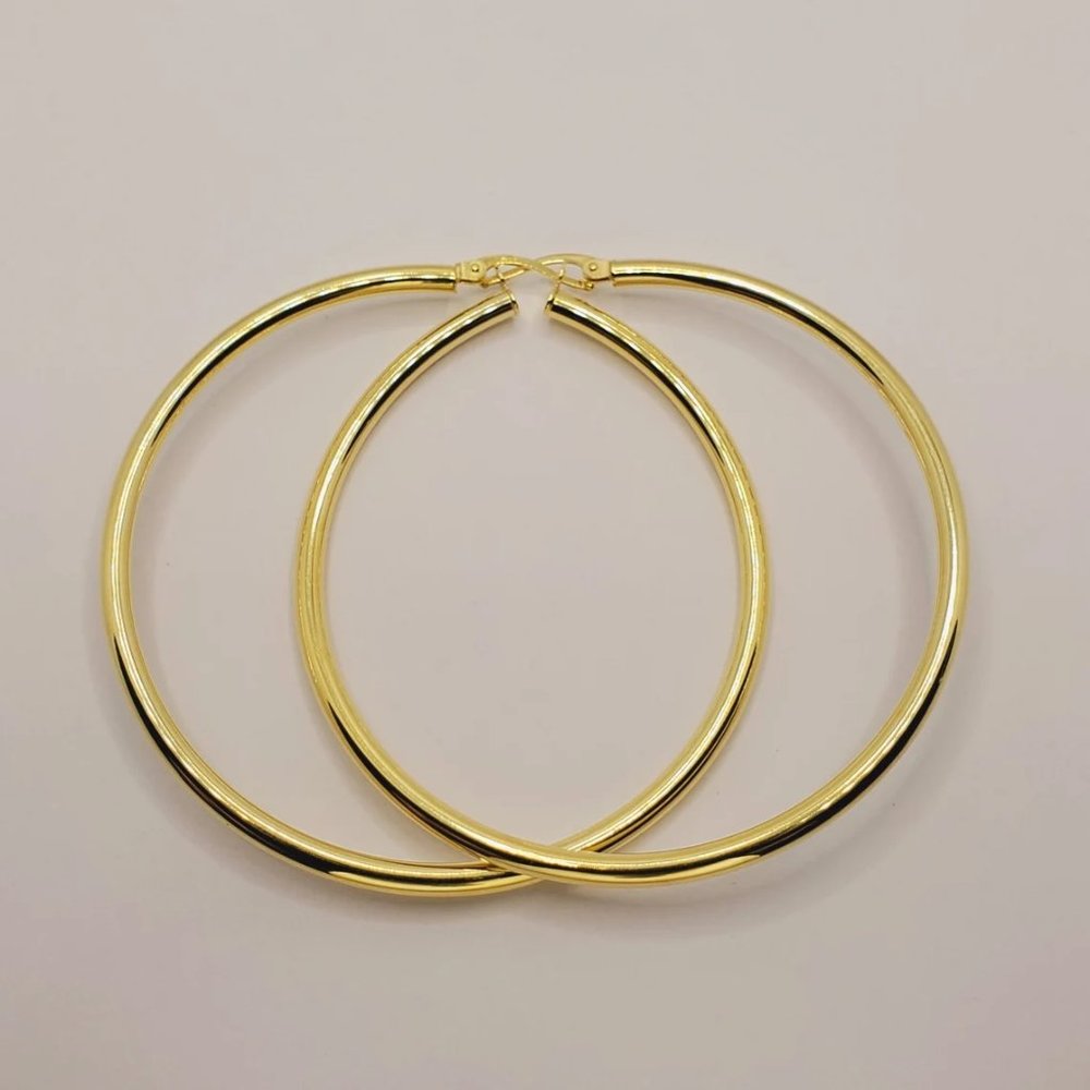 10K Yellow Gold Circle Hoop Earrings 55mm